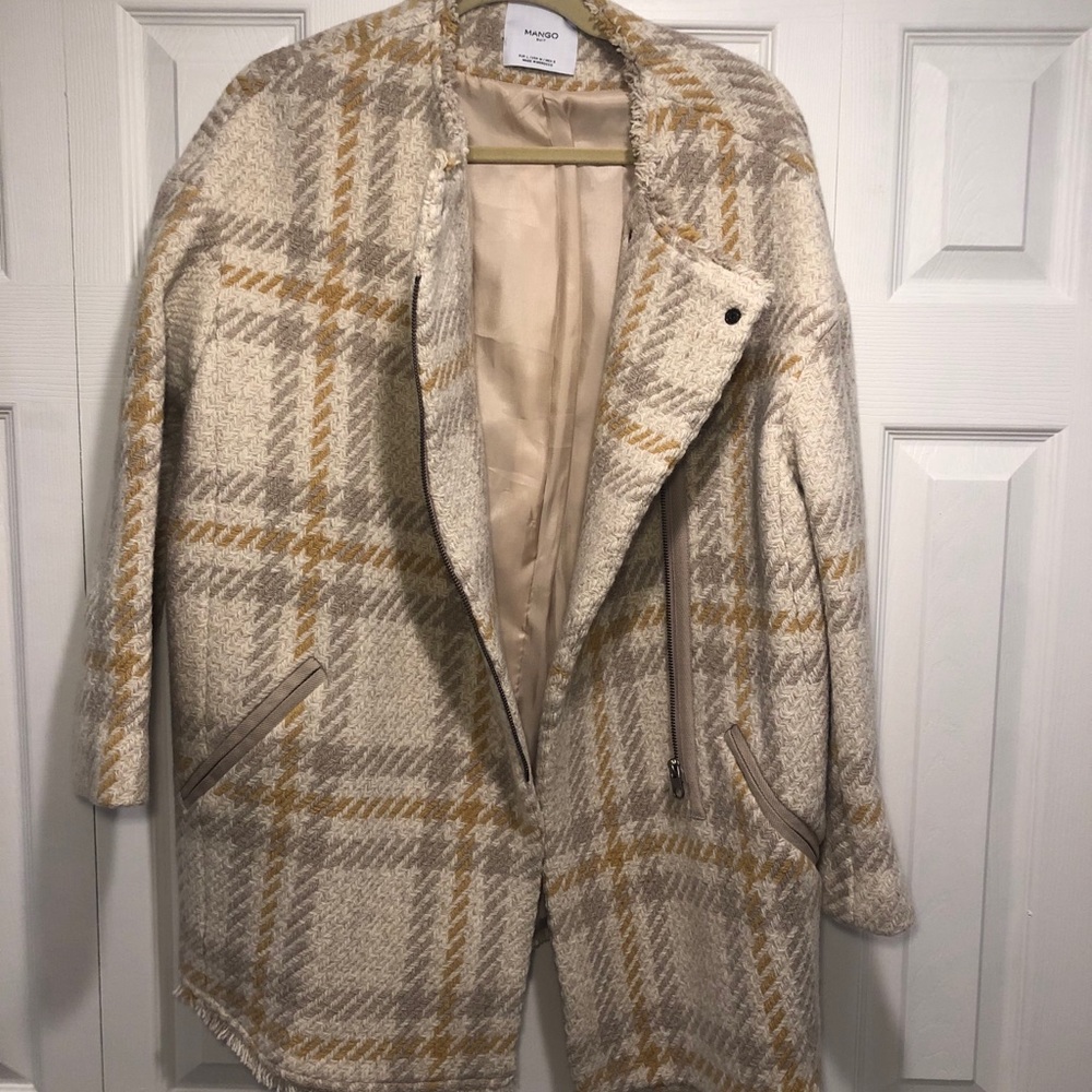 Mango Plaid Oversized Coat